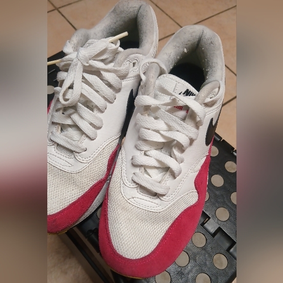 Nike Air Max 1 White Black Volt Rush Pink Mens - Picture 2 of 3